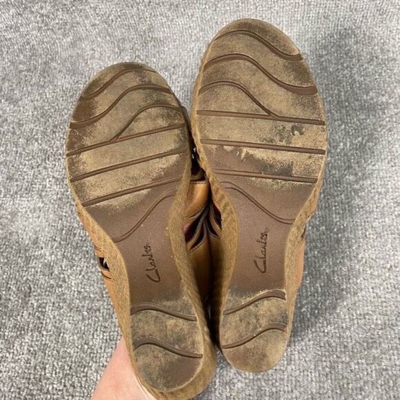 Clarks Bendables Women's Wedge Sandals Tan Brown Strappy Espadrille Size 9.5M - Picture 6 of 7